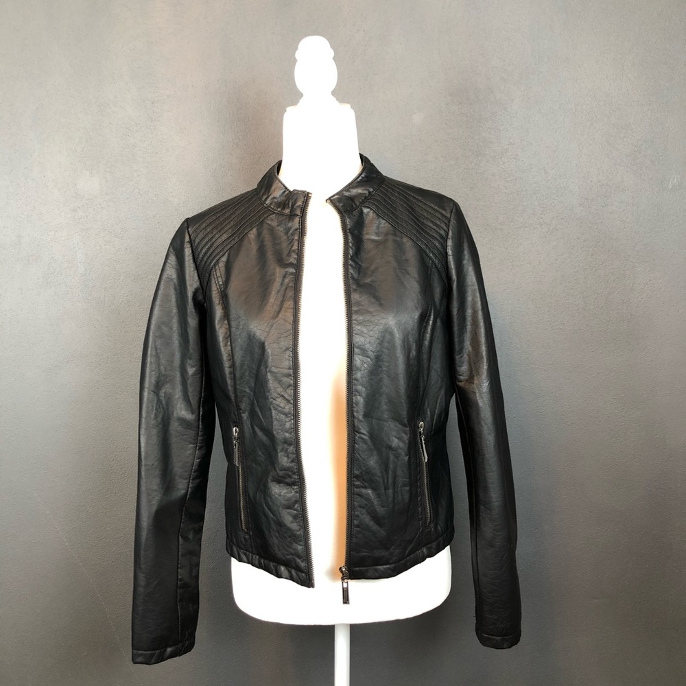 Forever 21 Black Faux Leather Jacket L